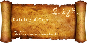 Quiring Áron névjegykártya
